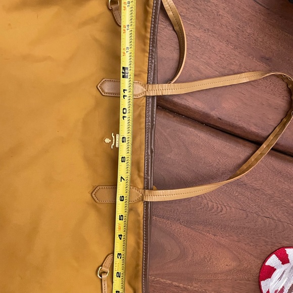 Prada Nylon Tote Saffiano Leather Tessuto Shoulder Tote Pre Loved Yellow - Picture 11 of 16